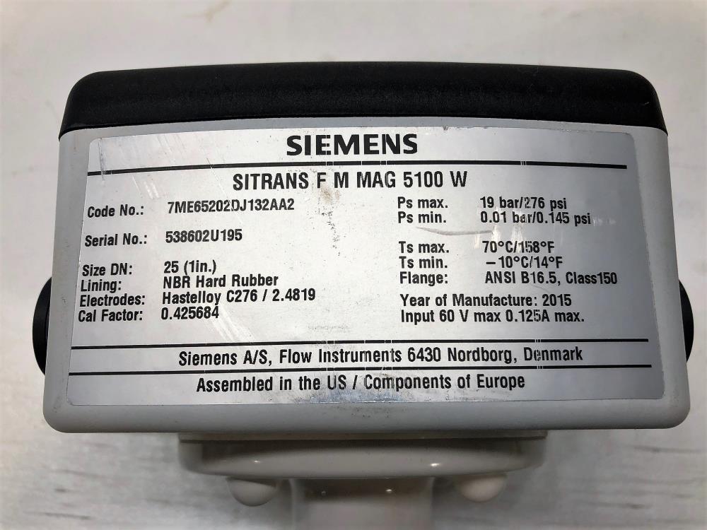 Siemens Sitrans FM MAG 5100 W Electromagnetic Flow Sensor 7ME65202DJ132AA2